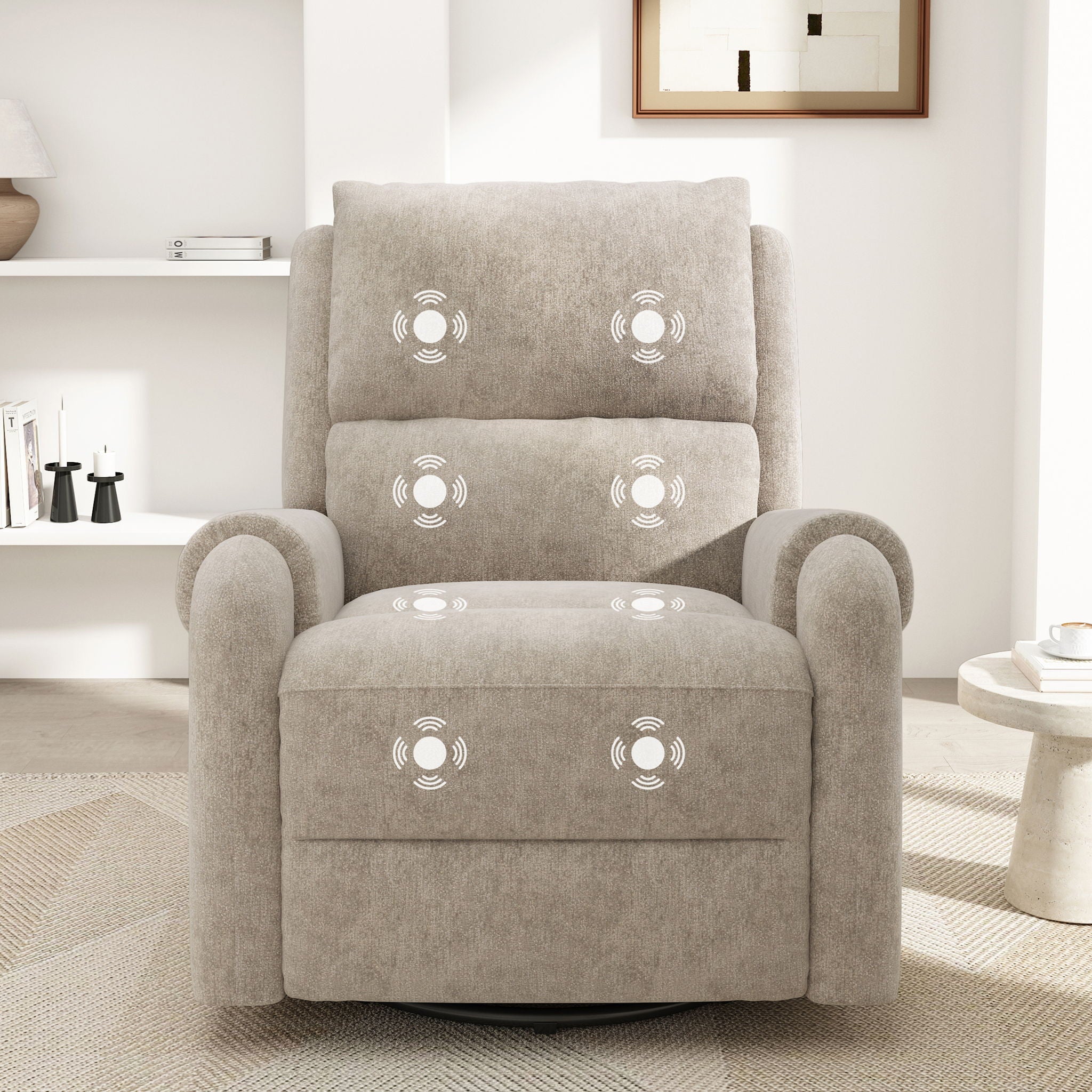 Manual Recliner Massage Chair With Swivel Rocker, 8 Massage Modes, Side Storage Pocket