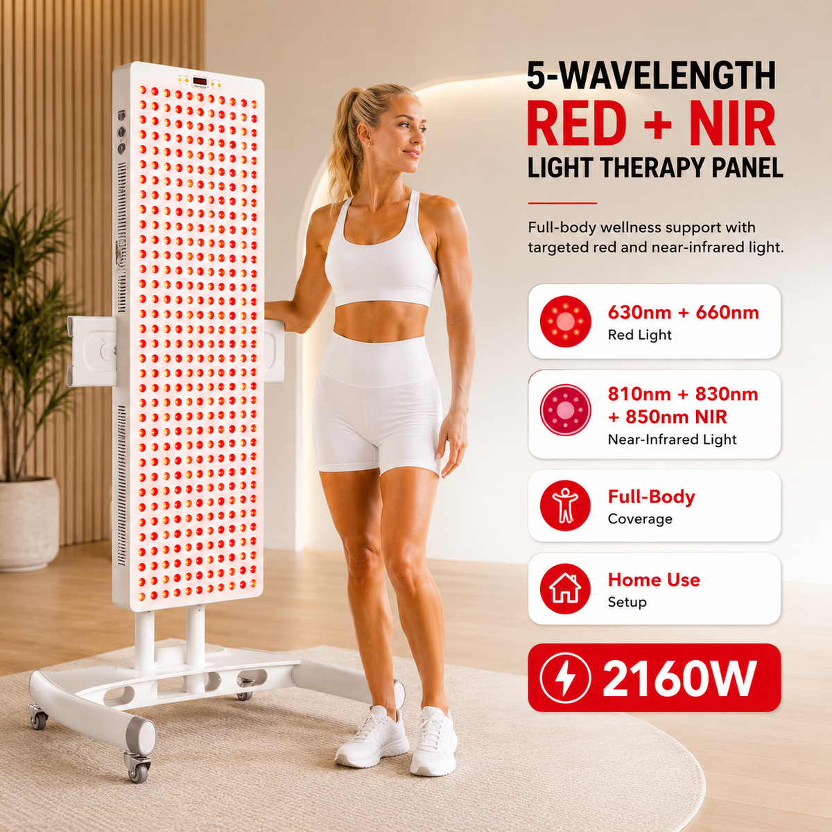 Full-Body Red & Near-Infrared Light Therapy Panel – 2160W
