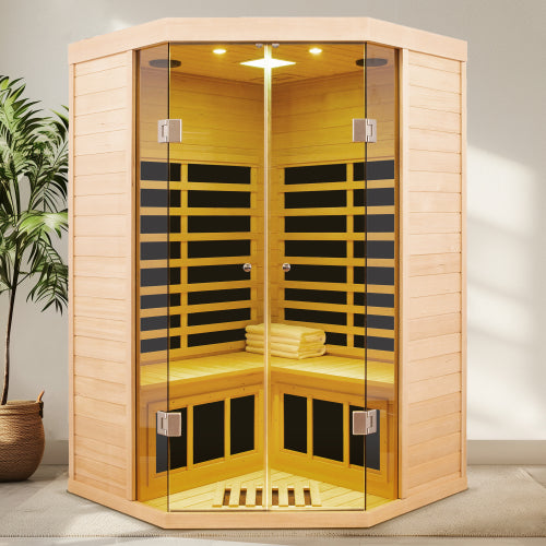 Pentagonal-A Hemlock Corner Infrared Sauna - 3-4 Person