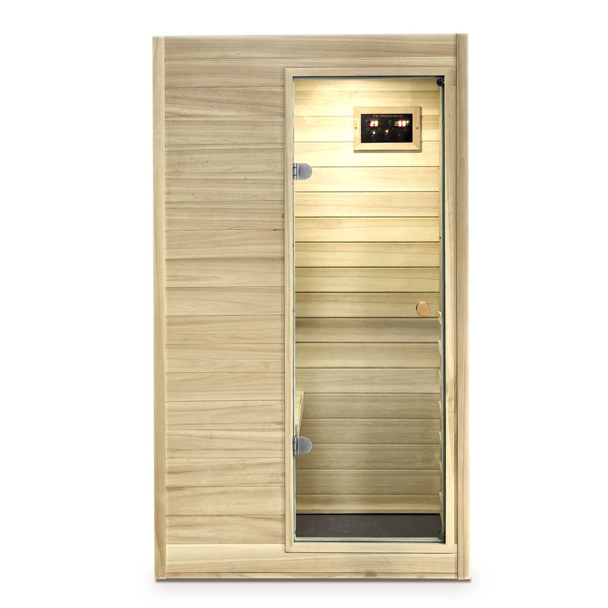 Far Infrared 1 Person Sauna with 5 Heating Panels - Wood and Glass