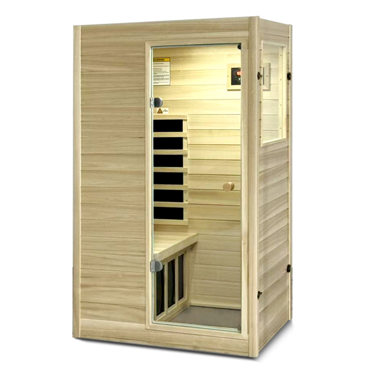 Far Infrared 1 Person Sauna with 5 Heating Panels - Wood and Glass