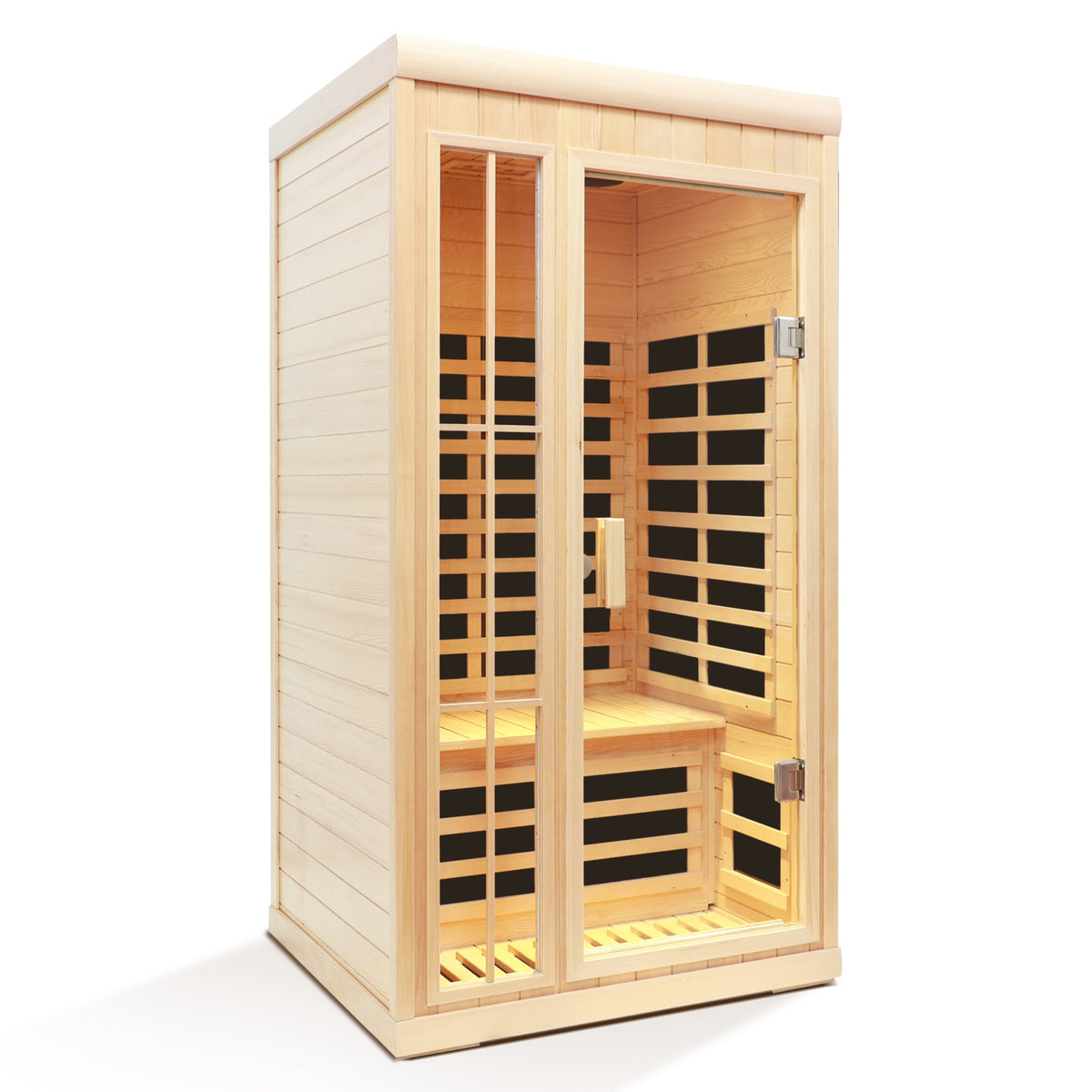Deluxe One Person Far Infrared Hemlock Sauna Room with LED Lights - Hemlock