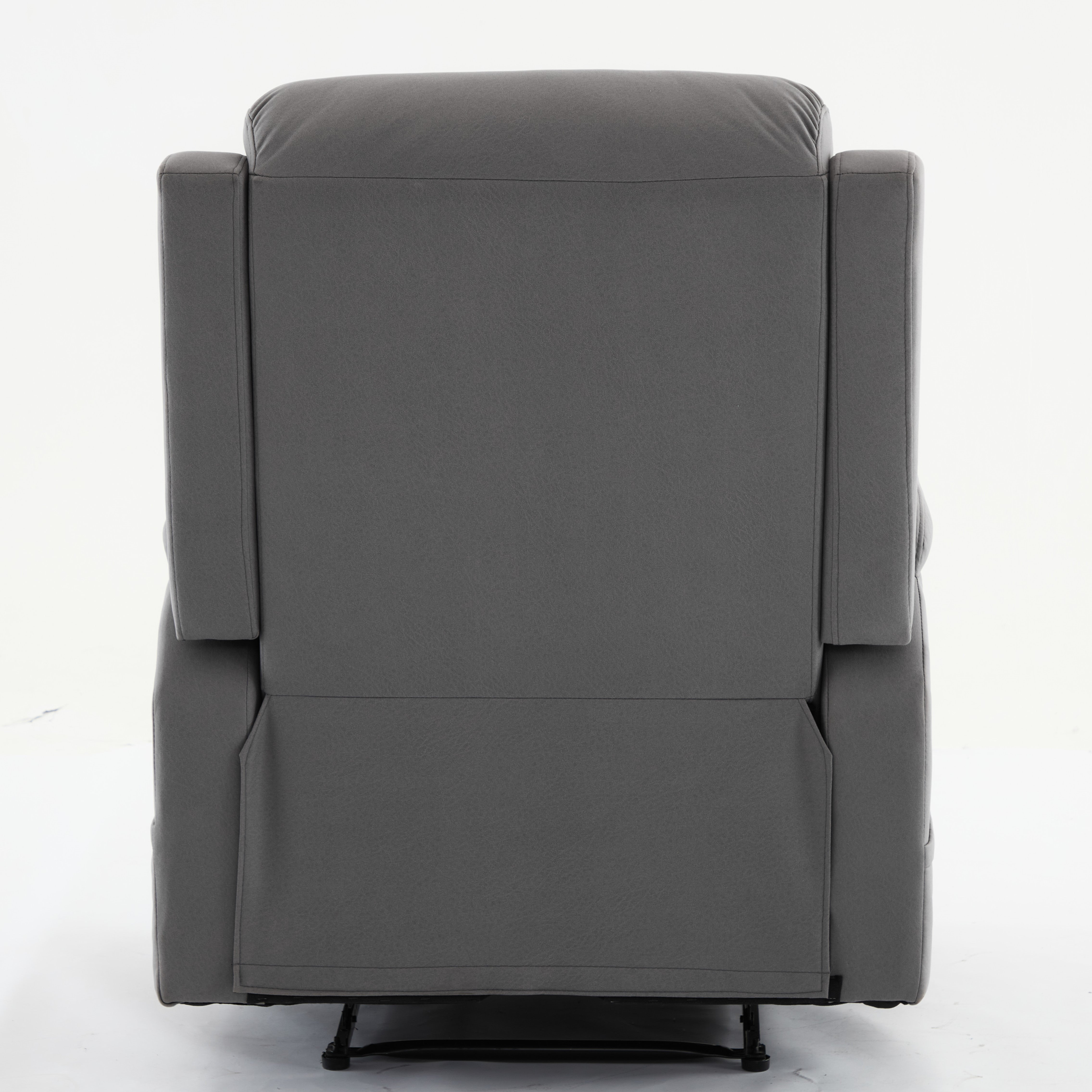 PU leather recliner massage chair with adjustable leg positions at the back, easy to reach side buttons - gray