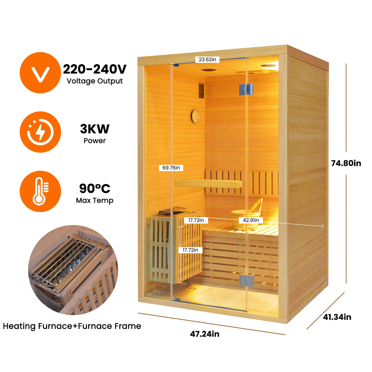 Premium Hemlock 2-Person Sauna