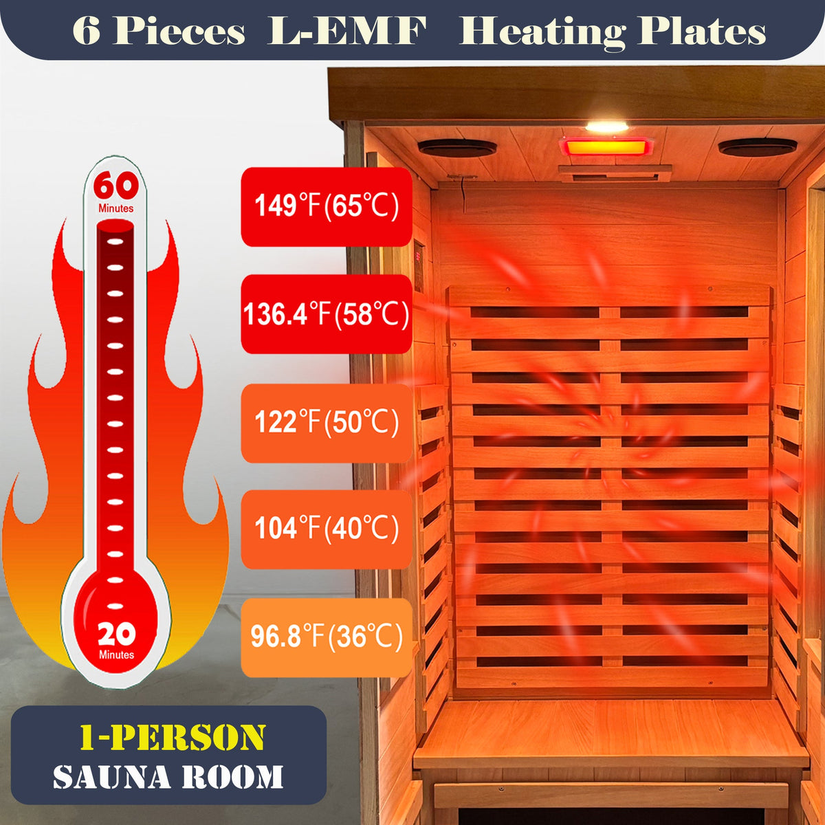 1-Person Far Infrared Sauna with Low EMF, Bluetooth & Chromotherapy