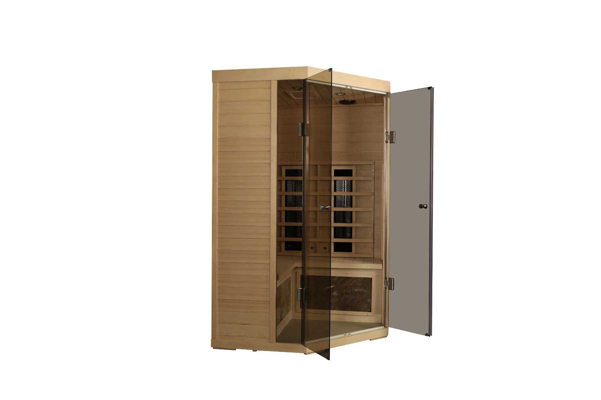 5-Person Hemlock Sauna with Far-Infrared Heating Panels - Natural Wood