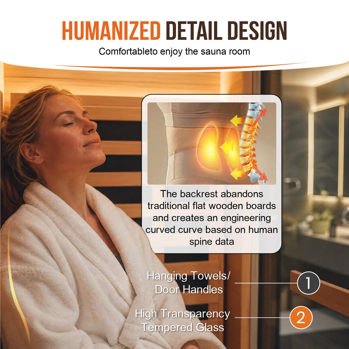 2-Person Chilean Pine Indoor Infrared Sauna – 2165W