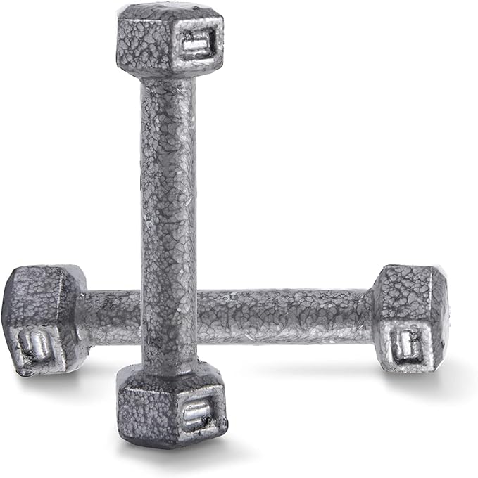 WF Athletic Supply Cast Iron Solid Hexagon Gray/Black Dumbbells, Strength Training Free Weights Set of 2 for Women and Men, Hand Weights Sold by Pairs, Multi-Select Size Options Available