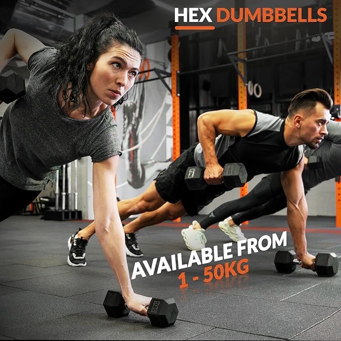 Ritafer 6-10 Pair Hex Rubber Dumbbell Set 350/450 and 550 lbsï¼?-50 lbs )Hand Free Weight for Strength Coated Encased Iron Weights with Dumbbells Storage Rack Home Gym