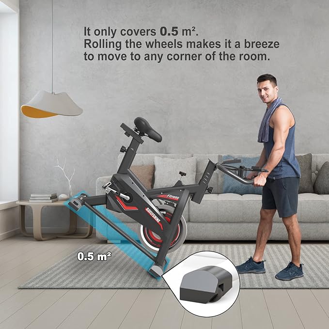 Exercise Bikes Stationary,Exercise Bike for Home Indoor Cycling Bike for Home Cardio Gym,Workout Bike with Ipad Mount & LCD Monitor,Silent Belt Drive