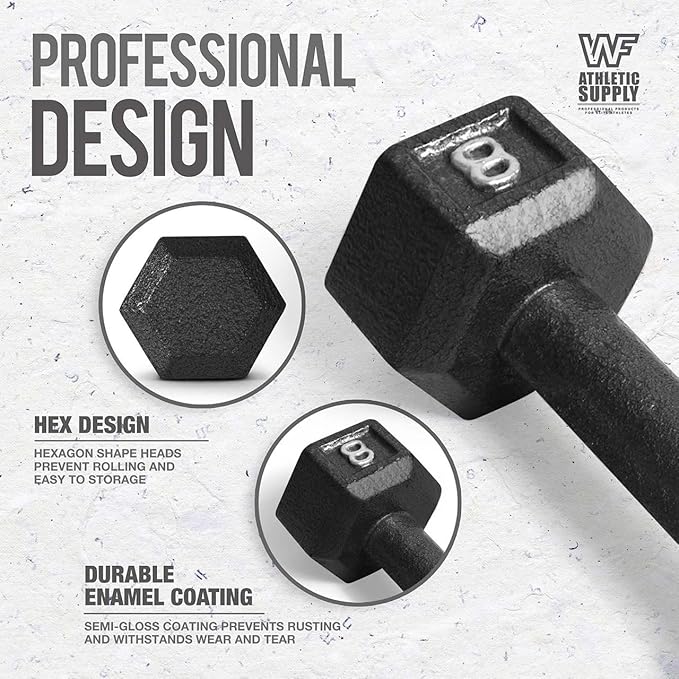 WF Athletic Supply 200Lb Dumbbell Set, 10-30Lb Dumbbell Set with Two-Tier Storage Rack for Muscle Toning, Strength Building & Weight Loss - Multiple Choices Available