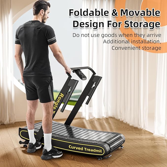 Curved Treadmill, Curved Treadmills Home, Non-Electric Motorized Treadmill-300 LBS Capacity,No Assembly Required Self-Generated Curved Treadmill Exercise Treadmills