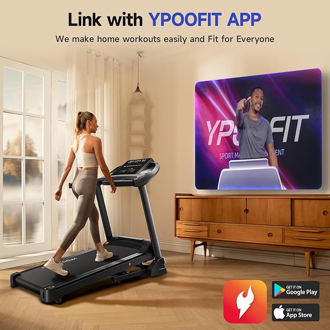 Treadmills for Home Use, Walking Pad Treadmill with Incline, Auto Foldable Treadmill for Home, 8.0 MPH Running Treadmill with Bluetooth Enabled, 300 lbs User Capacity
