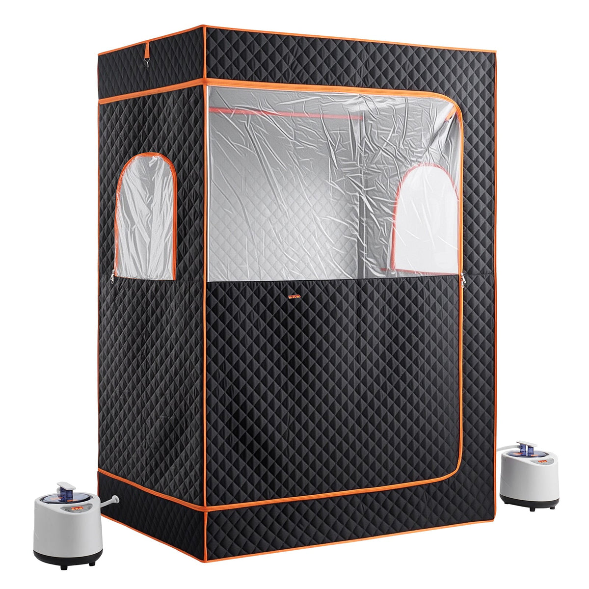 2-Person Portable Steam Sauna Tent with Folding Chairs – Black