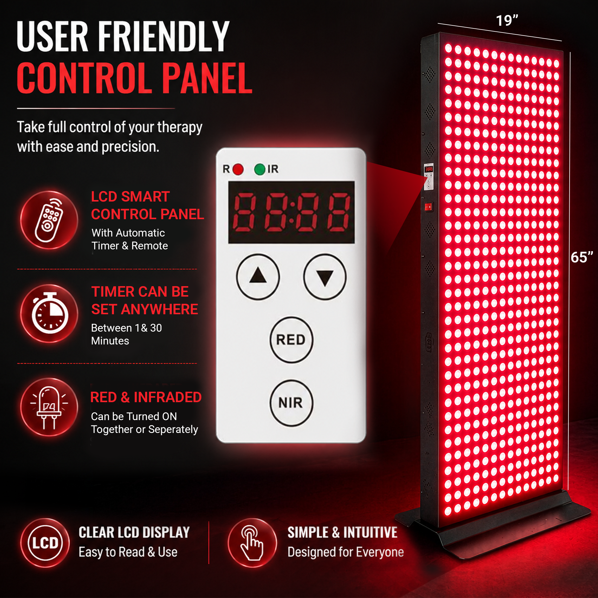 EXESAS 800 LED, 4000W Dual-Chip, Red Light Therapy Device for Full Body, 4-Wavelengths Infrared LED Panel