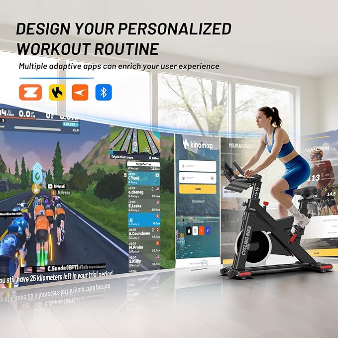 Exercise Bike, Stationary Bike for Home Cardio with Comfortable Seat Cushion, Adjustable Seat Handle, iPad Holder & 350 lbs Weight Capacity