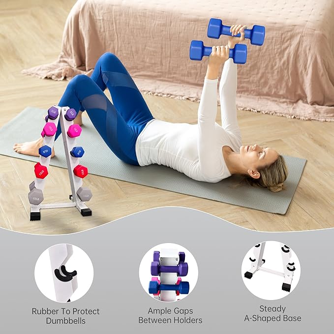 Ritafer 6-10 Pair Hex Rubber Dumbbell Set 350/450 and 550 lbsï¼?-50 lbs )Hand Free Weight for Strength Coated Encased Iron Weights with Dumbbells Storage Rack Home Gym