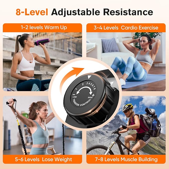 pooboo Recumbent Exercise Bike, Stationary Bikes for Home with Arm Exerciser, Magnetic Recumbent Bike with Ergonomic Backrest & Comfortable Seat, Smart APP, Pulse Sensor, 400LBS Weight Capacity
