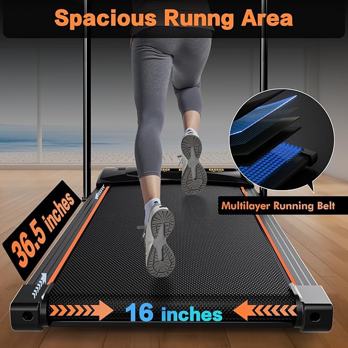 7.8MPH Incline Treadmill for Home, Walking Pad with Handle Bar, Under Desk Compact Treadmill with 350 Lbs Capacity, LED Display & APP, Remote Control, 3.0HP