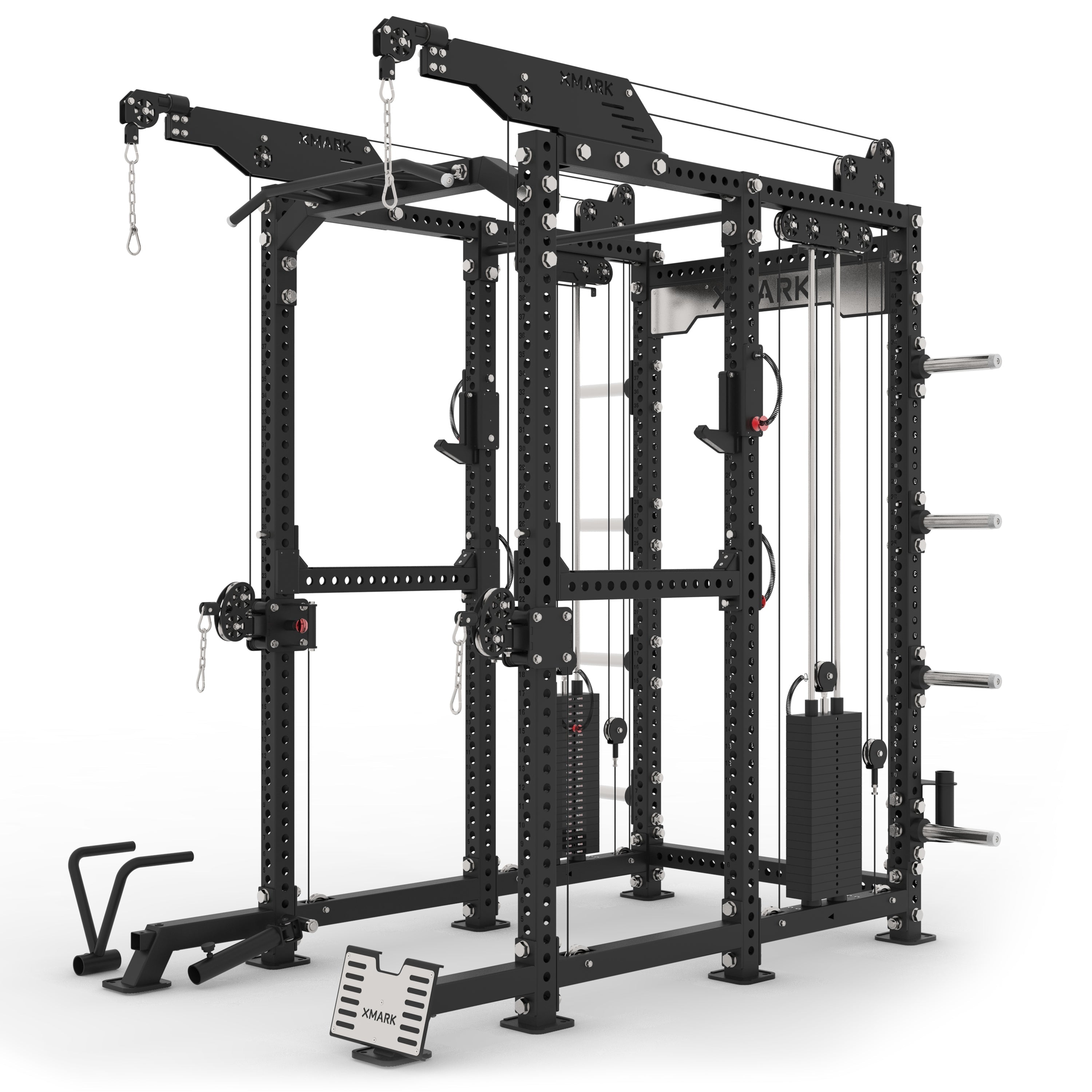 Commercial Power Rack Cable Machine, 440 lbs Total Stack Weight