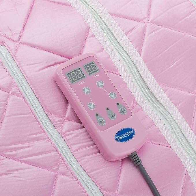 Durasage Personal Ultra Low EMF Portable Infrared Sauna Spa for Home – 30-Min Timer, Handheld Remote, Heated Footpad, and Chair (Light Pink)