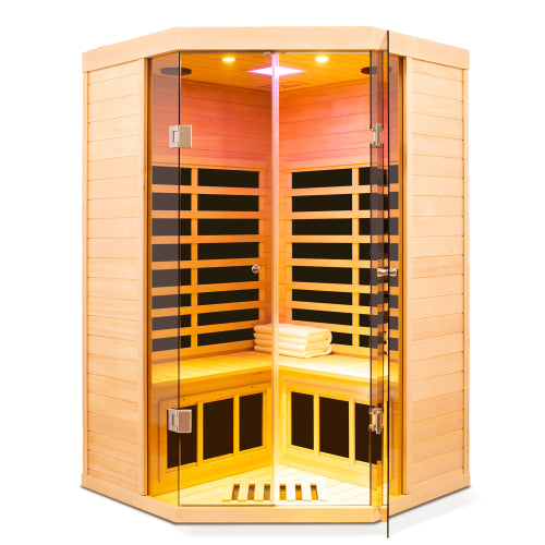 Pentagonal-A Hemlock Corner Infrared Sauna - 3-4 Person