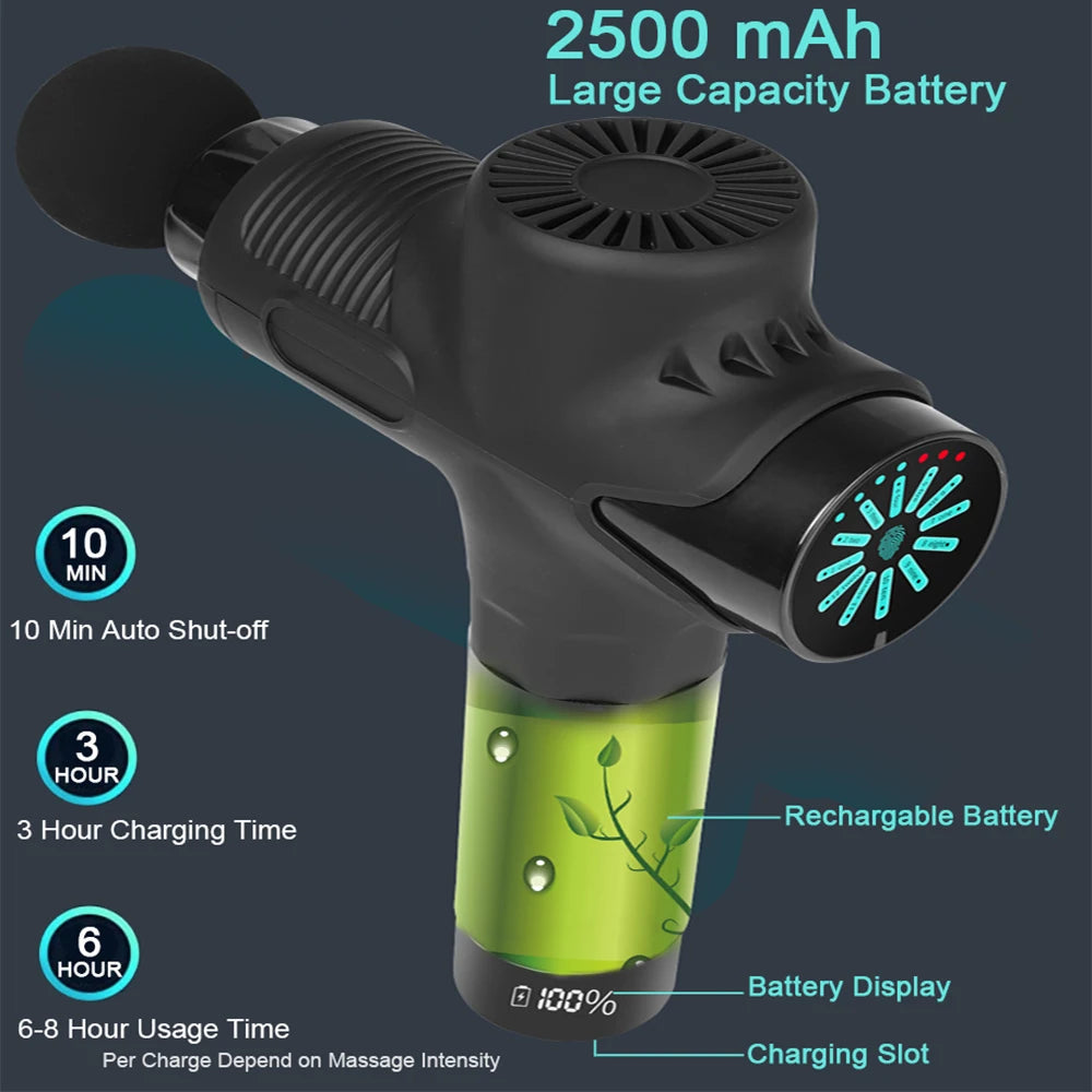 24V Lcd Touch Adjustment 12 Gears Lcd Screen Sports Muscle Deep Tissu Fascia Mini Massage Gun With Lcd Display