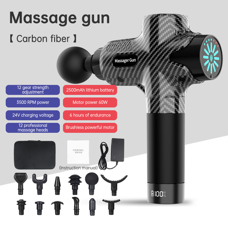 24V Lcd Touch Adjustment 12 Gears Lcd Screen Sports Muscle Deep Tissu Fascia Mini Massage Gun With Lcd Display