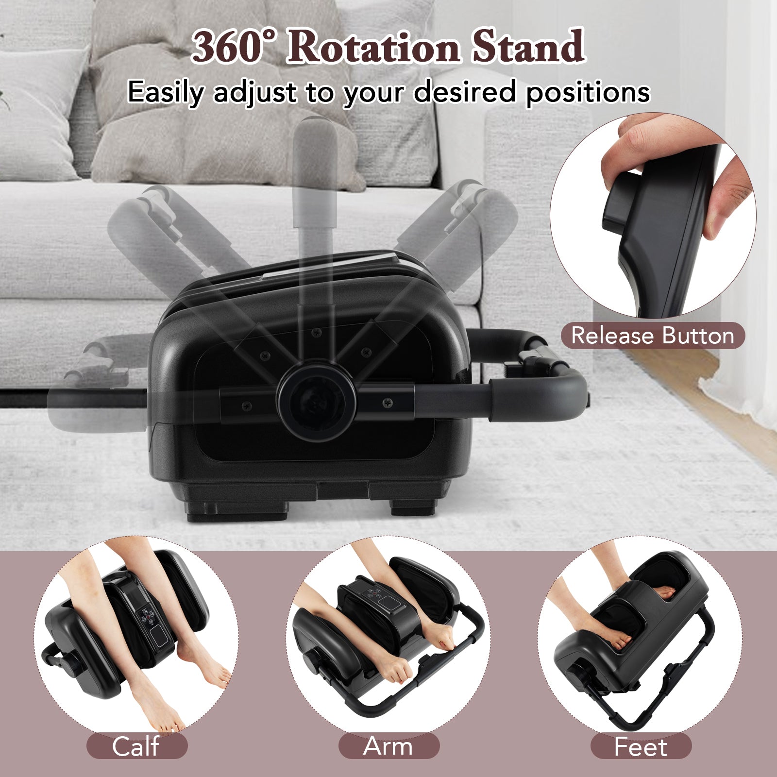 Foot and Calf Massager with Heat Shiatsu Deep Kneading Rolling Smart Electric Leg Massager