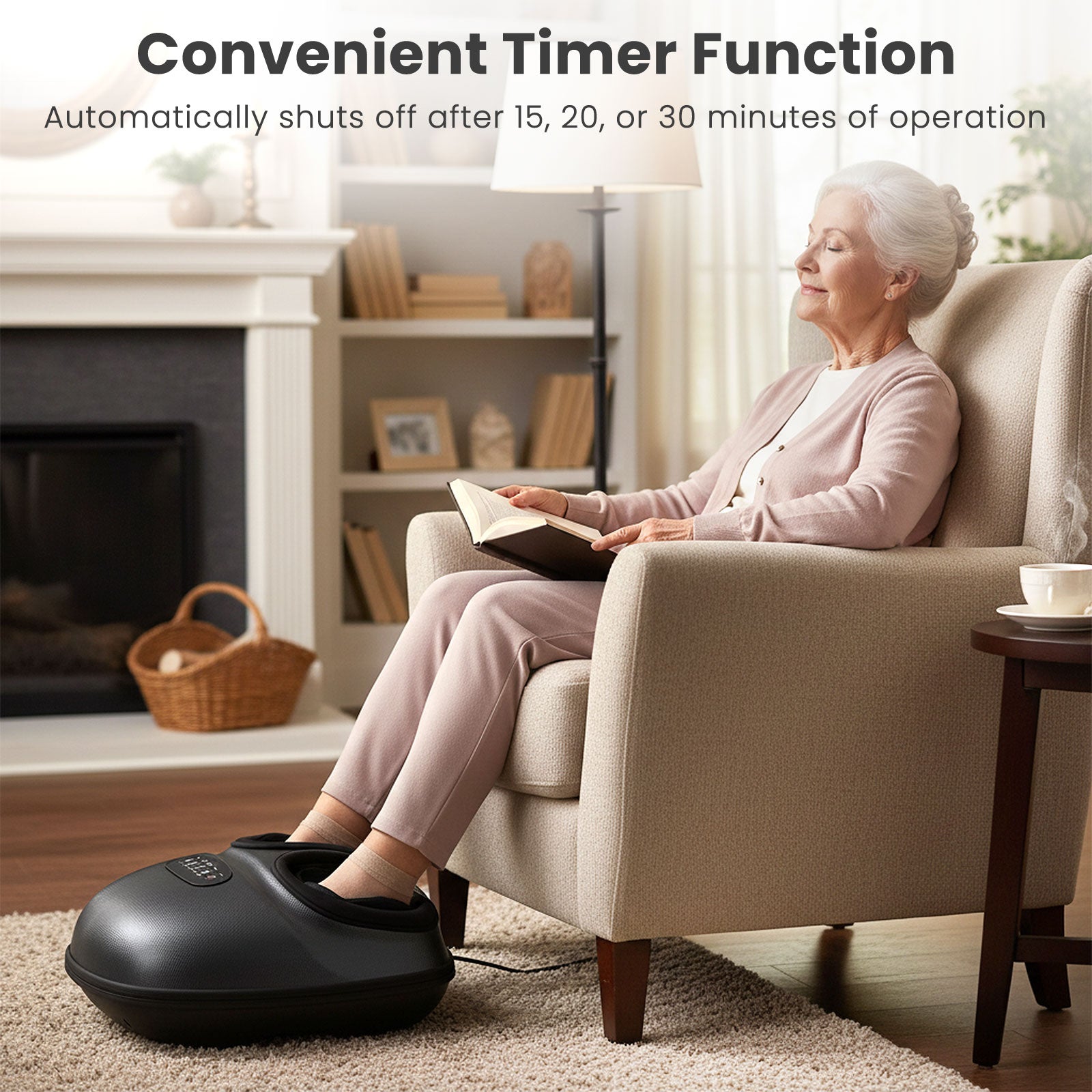 Shiatsu Foot Massager Machine with 2-Level Heat and Air Compression-Black
