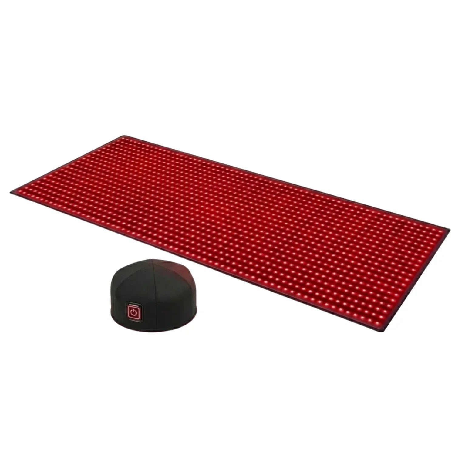 Nicebeam Full Body Red Light Therapy Mat with a black cap beside it