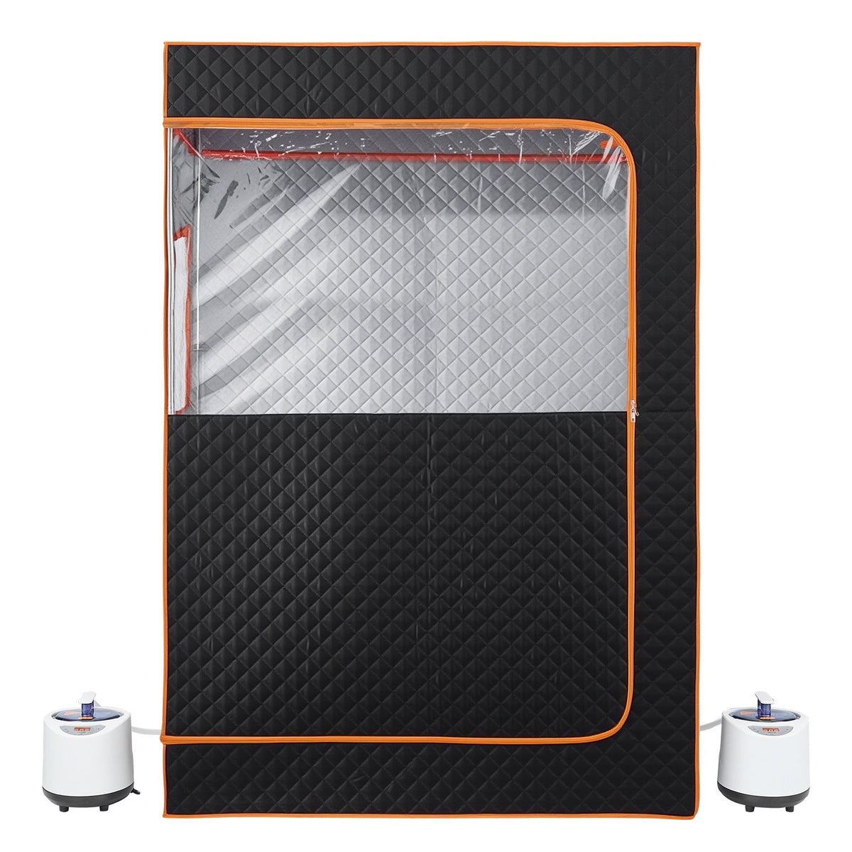 2-Person Portable Steam Sauna Tent with Folding Chairs – Black