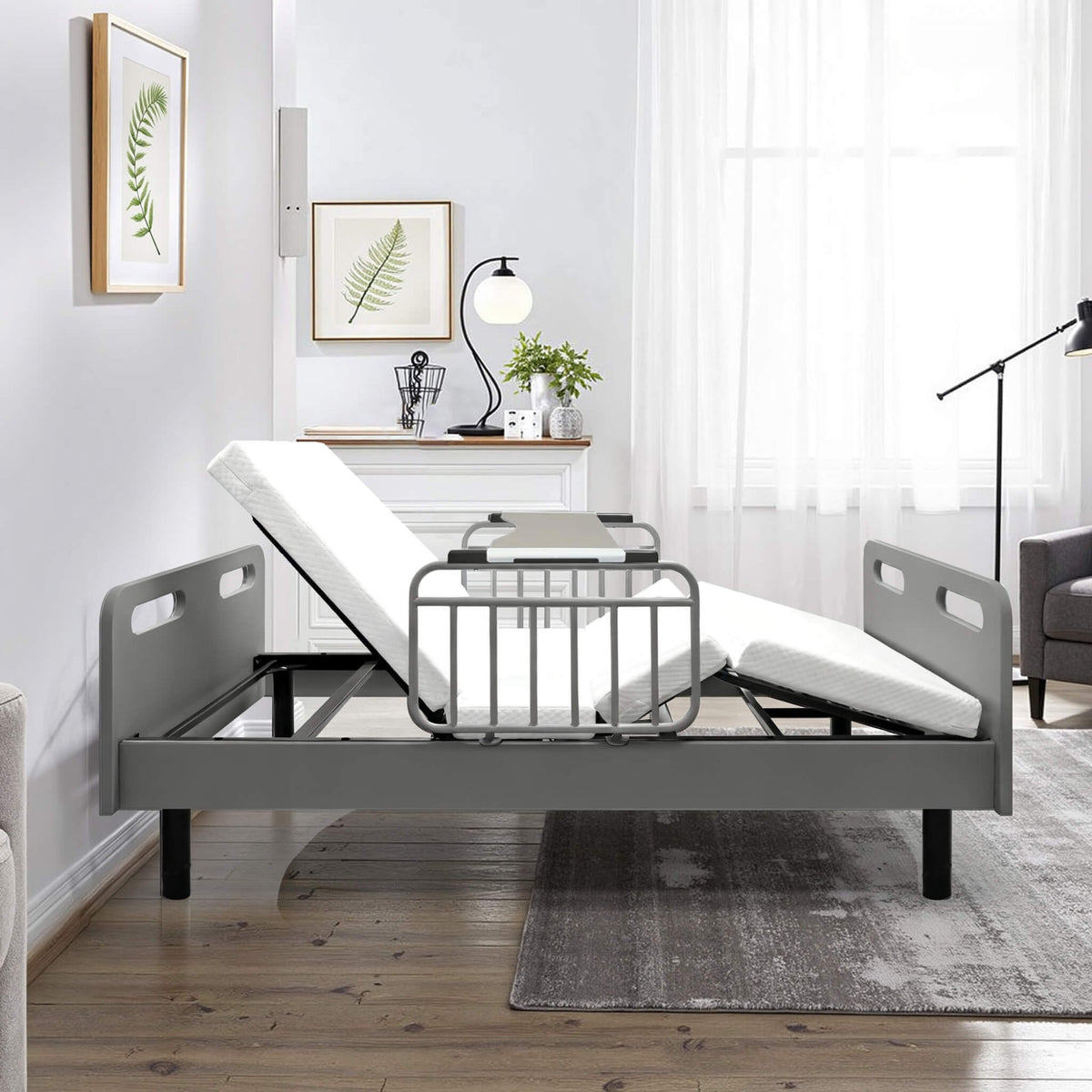 Electric Adjustable Hospital Bed With Remote Control And Memory Foam Mattress (SAK59613)