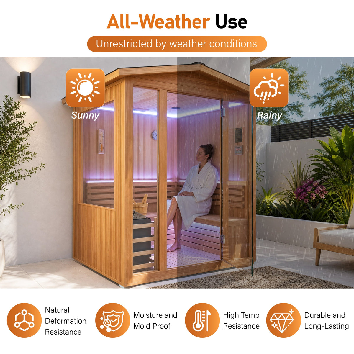 6000W 4-Person Outdoor Traditional Steam Sauna