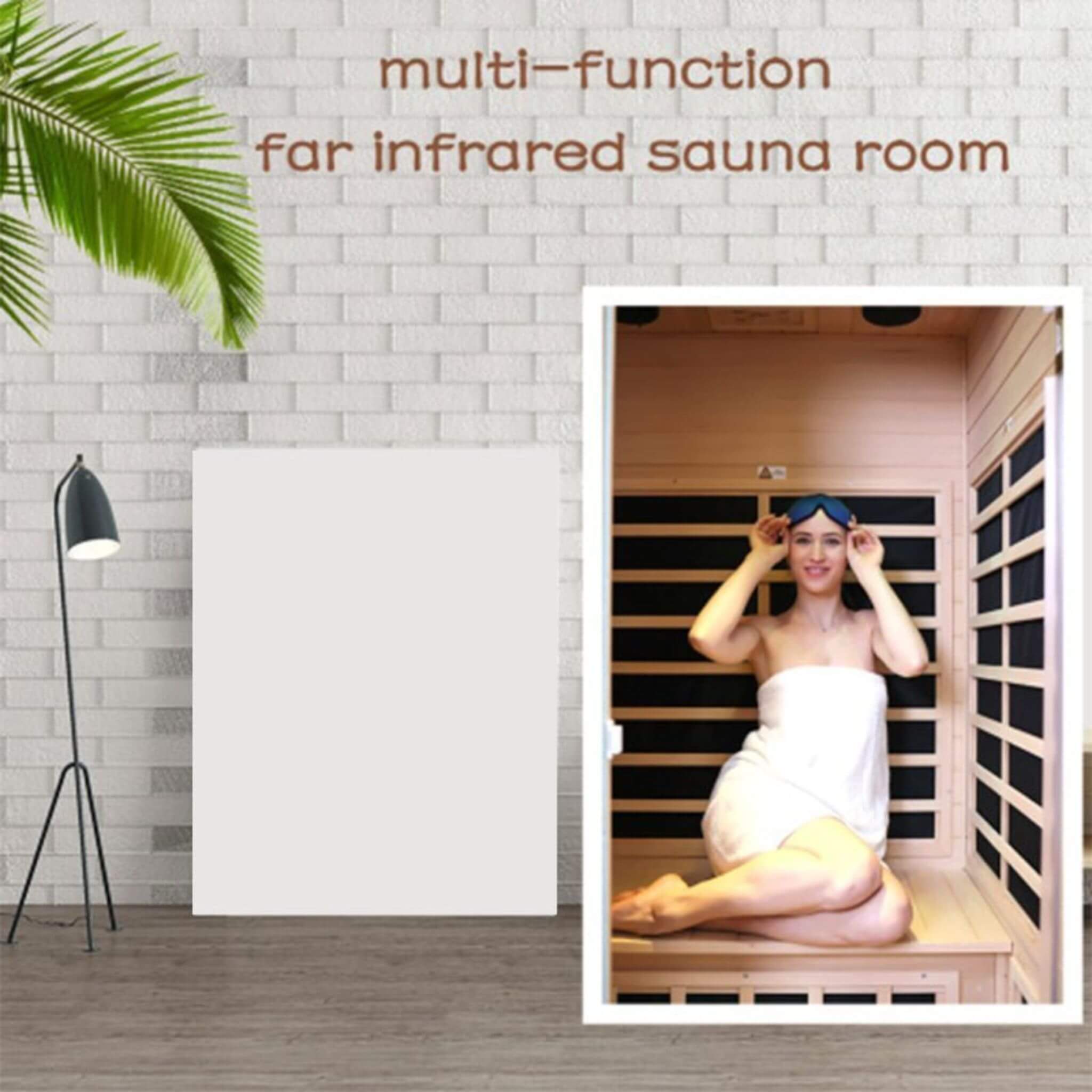 Thermora Ivara Luxury 2-Person Hemlock Wood FAR Infrared Sauna Room W/ Glass Door, 1750W (SAK81525)