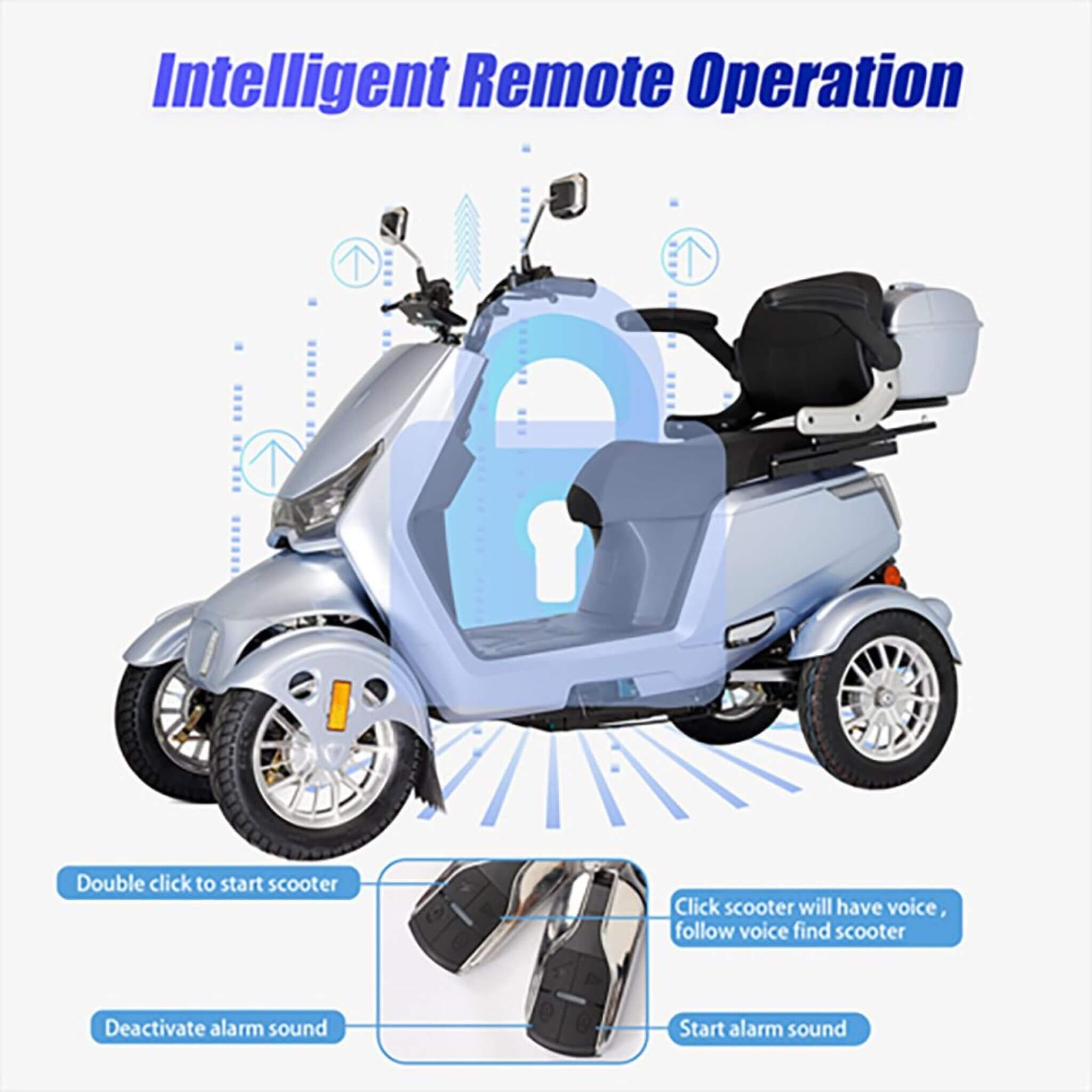 Zvg Heavy-Duty 1000W 60V20AH Four Wheel All-Terrain Travel Mobility Scooter, 440LBS (SAK97245)