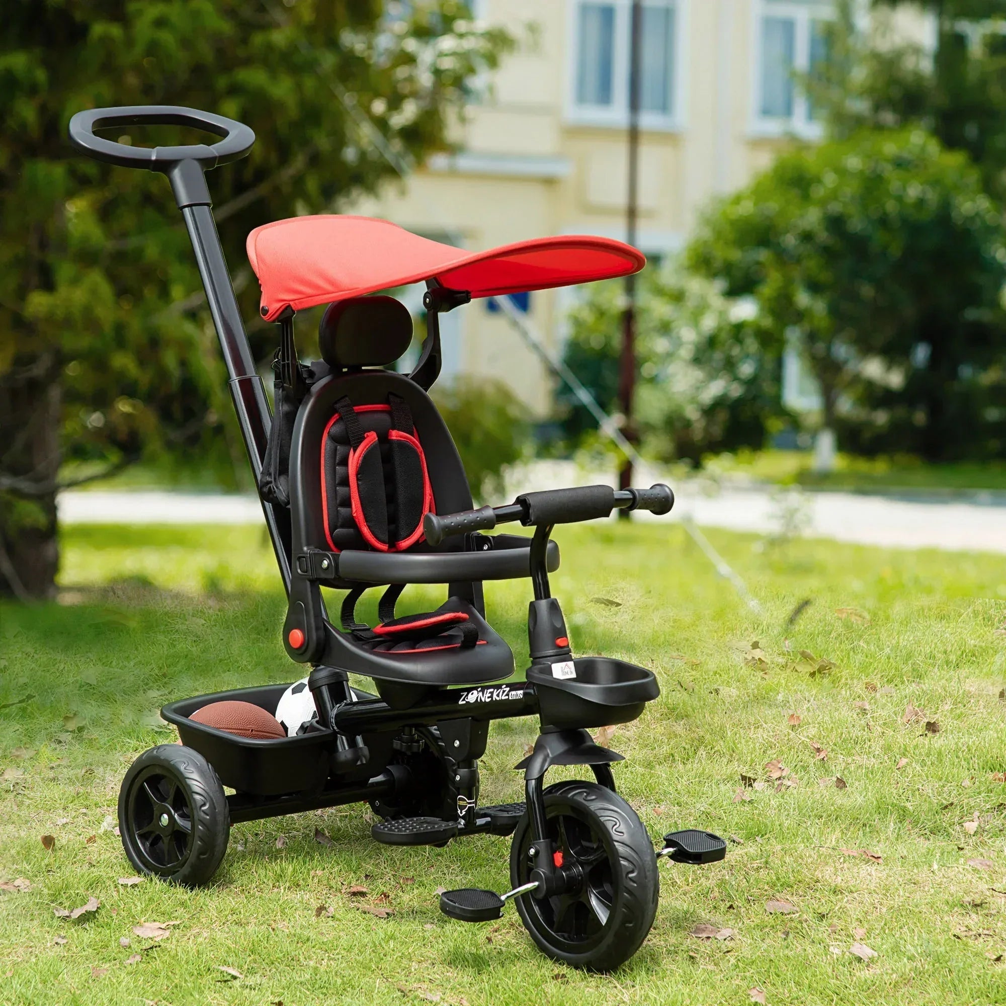 Qaba Baby Tricycle 4 In 1 Stroller w/ Reversible Angle Adjustable Seat