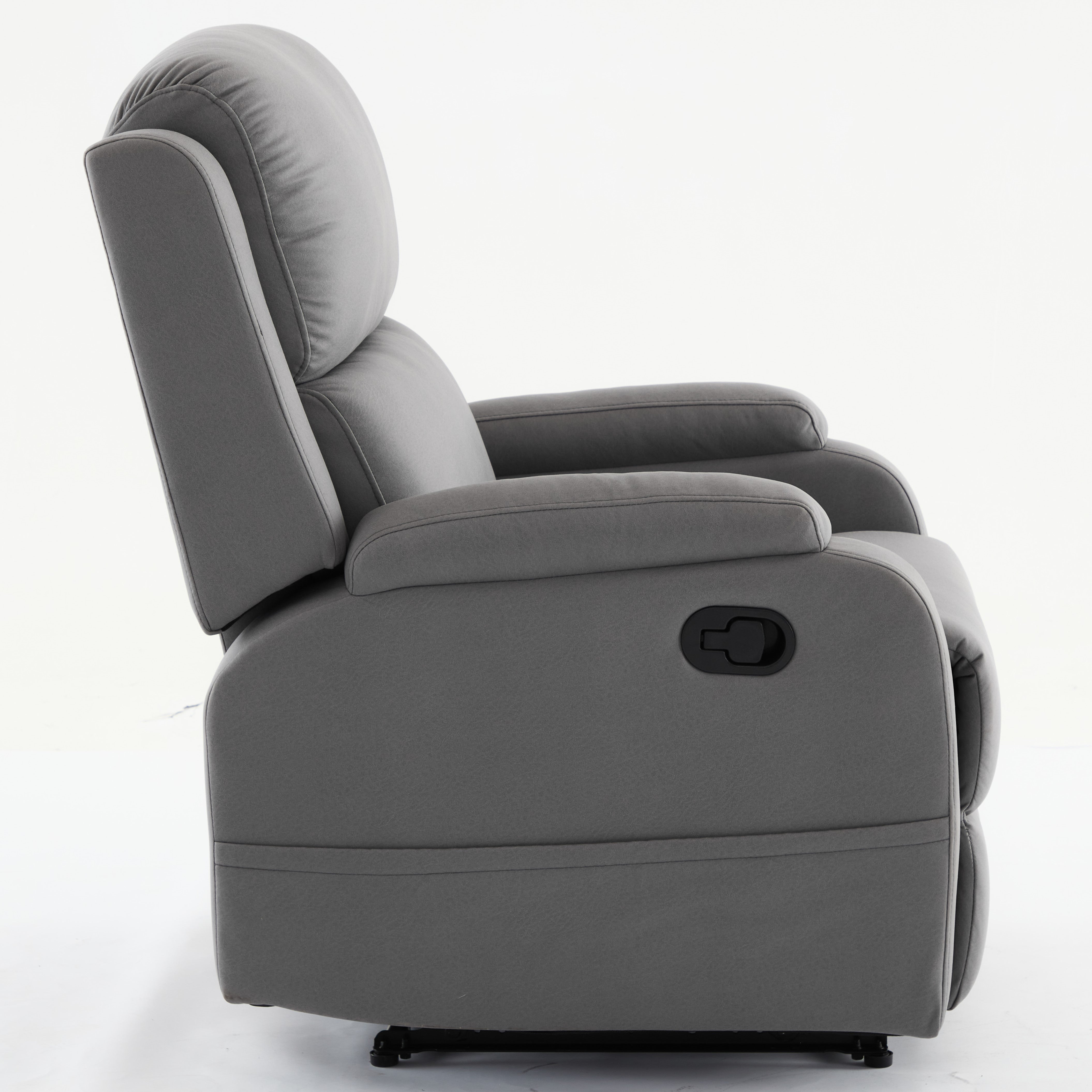PU leather recliner massage chair with adjustable leg positions at the back, easy to reach side buttons - gray