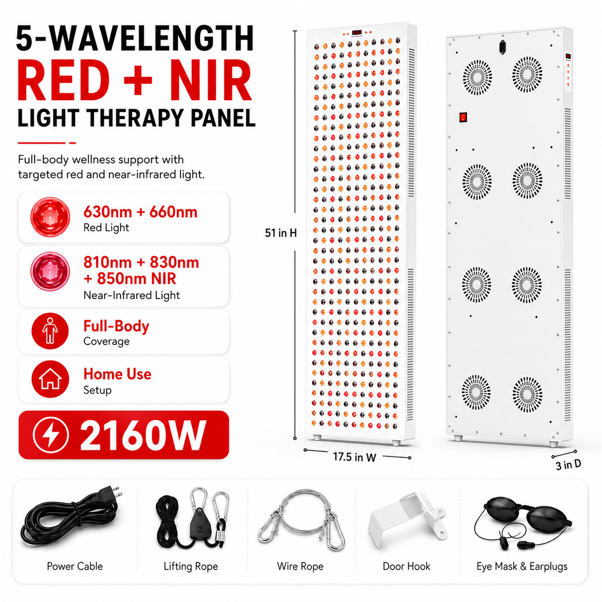Full-Body Red &amp; Near-Infrared Light Therapy Panel – 2160W