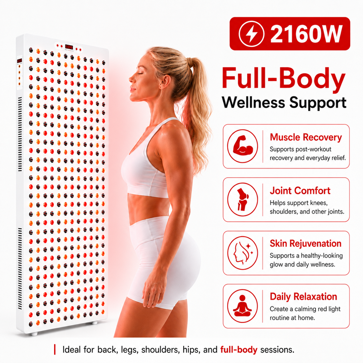 Full-Body Red &amp; Near-Infrared Light Therapy Panel – 2160W