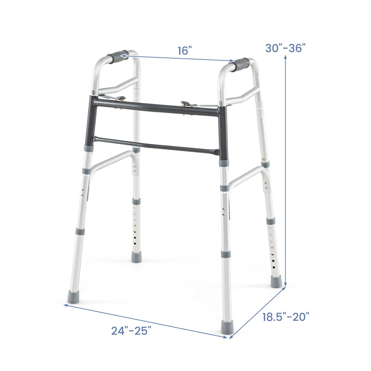 2-Button Folding Walker Lightweight with 7-Level Adjustable Height