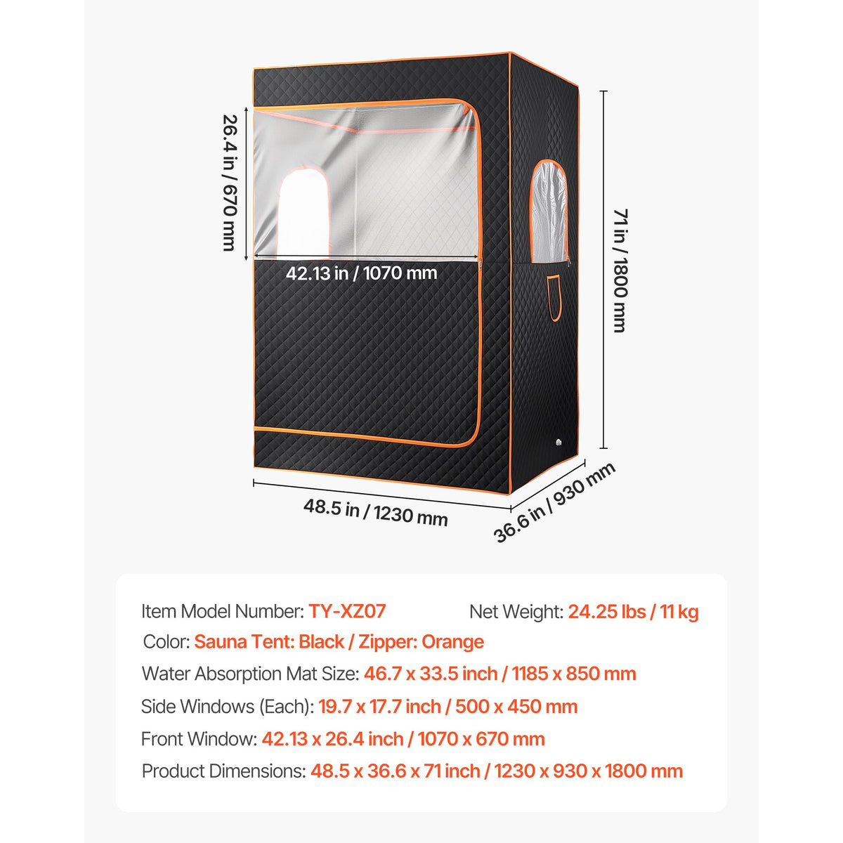 2-Person Portable Steam Sauna Tent with Folding Chairs – Black