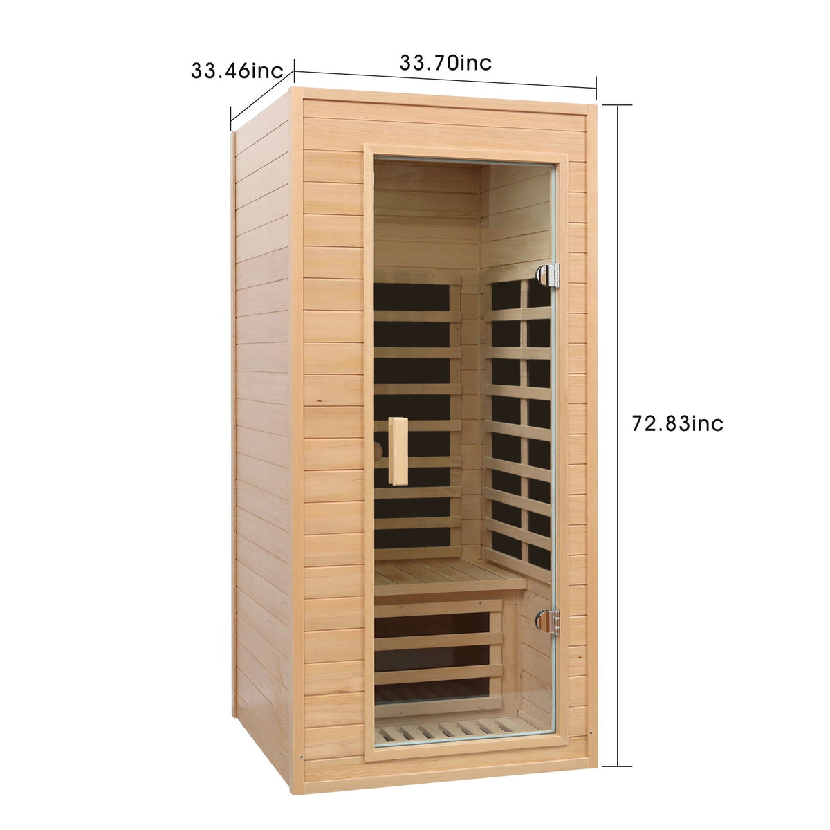 Hemlock Far Infrared Roof Embedded Indoor Sauna Room with LCD Controls - Light Brown