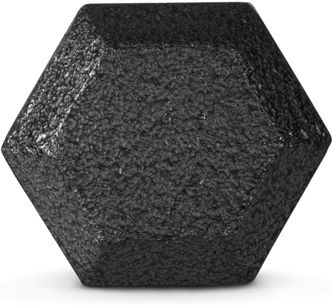 WF Athletic Supply Cast Iron Solid Hexagon Gray/Black Dumbbells, Strength Training Free Weights Set of 2 for Women and Men, Hand Weights Sold by Pairs, Multi-Select Size Options Available