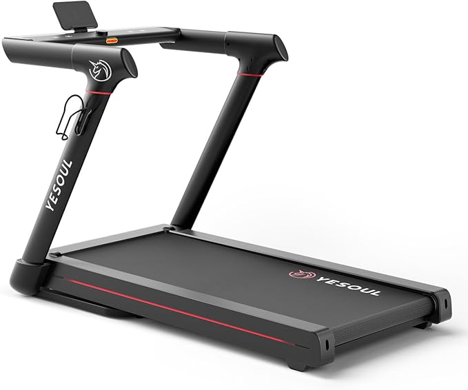 Yesoul Walking Treadmill for Seniors with Long Handrails – 4 Major Safety Protections, Emergency Stop Button, Treadmill for Home 300 lbs Capacity, Recovery Walking Machine with LED Display
