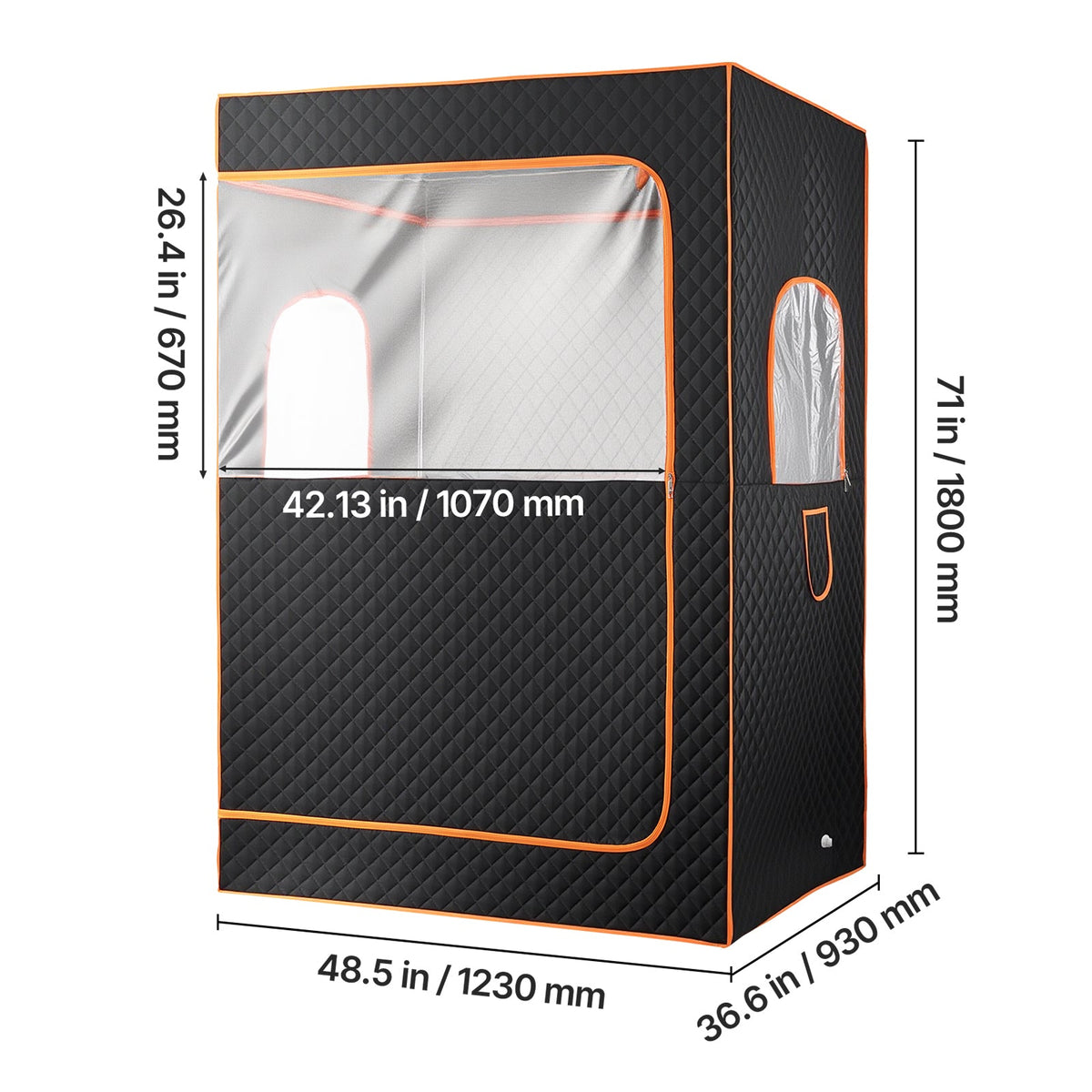 2-Person Portable Steam Sauna Tent with Folding Chairs – Black