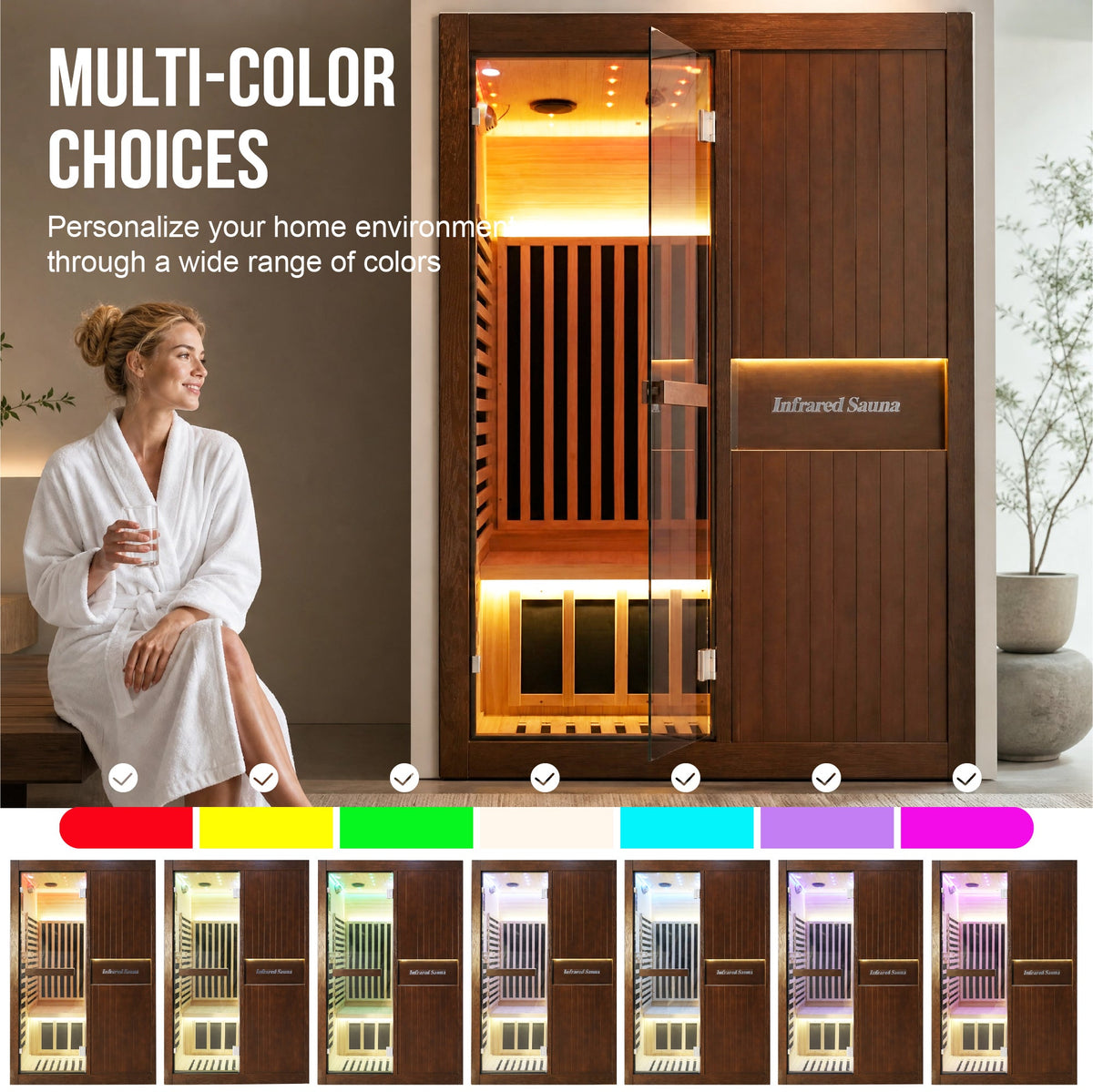2-Person Chilean Pine Indoor Infrared Sauna – 2165W