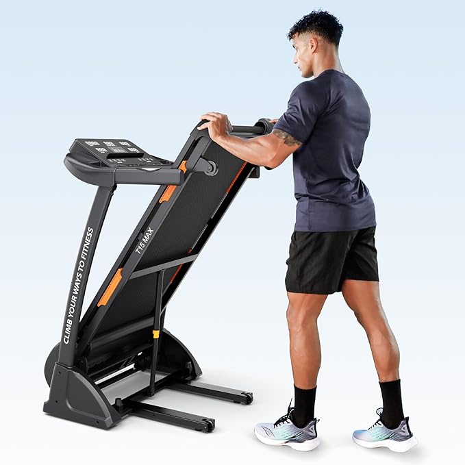 THERUN Incline Treadmill for Running and Walking, 300 lbs Weight Capacity Folding Treadmill with 0-15% Auto Incline, Wide Belt, 3.5HP, App, Heart Rate