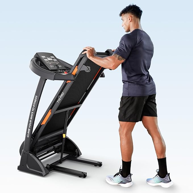 THERUN Incline Treadmill for Running and Walking, 300 lbs Weight Capacity Folding Treadmill with 0-15% Auto Incline, Wide Belt, 3.5HP, App, Heart Rate