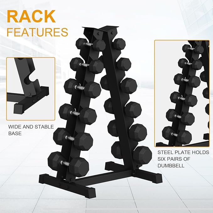 Rubber Coated Hex Dumbbell Weight Set, Multiple Sizes Exercise & Fitness Dumbbells,100LB Set,110LB Set,200LB,350LB,450LB,550LB, 35-50Lbs Pairs for Muscle Toning, Strength Building & Full Body Workout